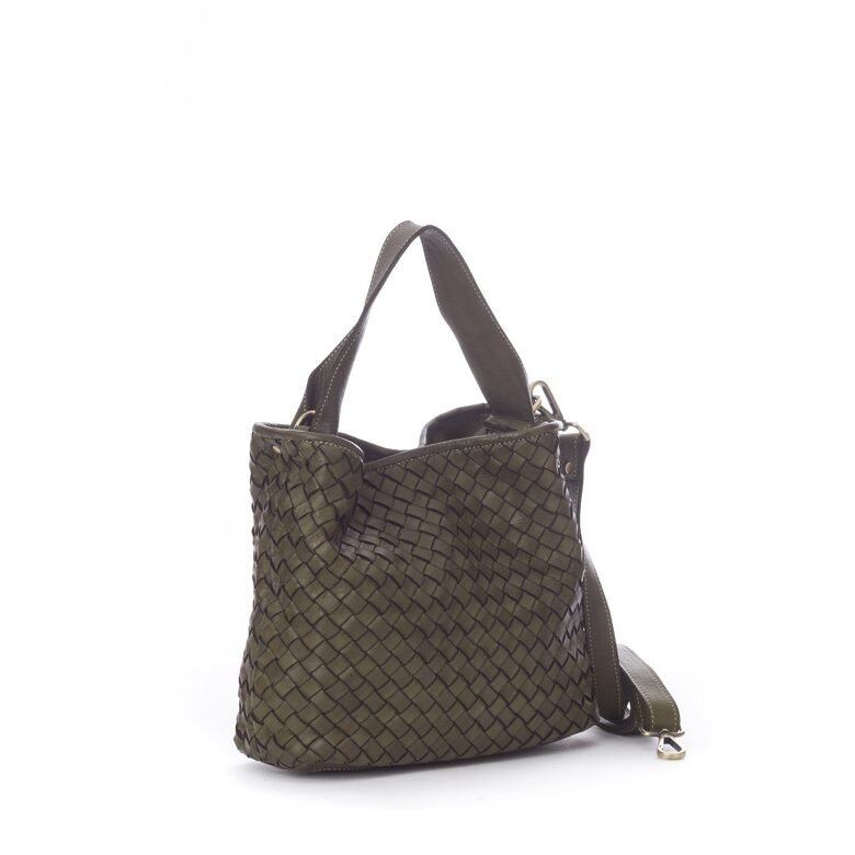 Vintage mīkstā ādas soma Haki krāsā, ražots Itālijā